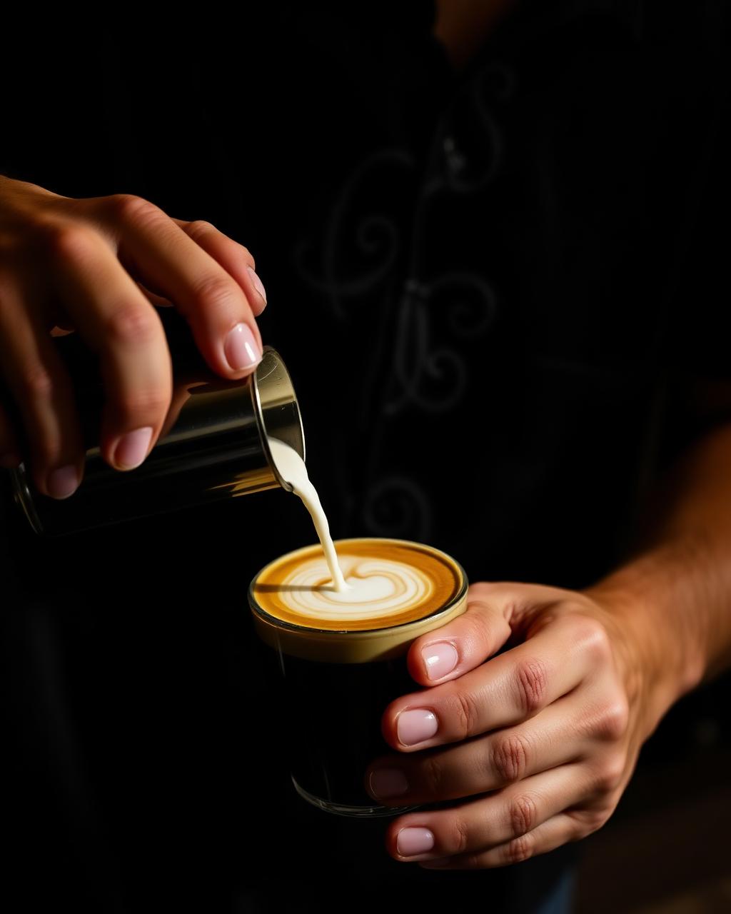 Barista pouring latte art